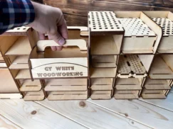 A side view of the organizer, showing its sturdy construction.