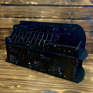 An image focusing on the unique black hue and the natural wood grain.