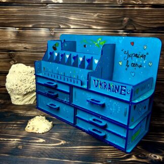 A shot of the organizer as a centerpiece on a well-styled vanity.