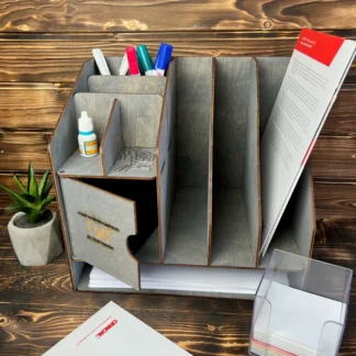 The magazine rack in a library setting, filled with books.