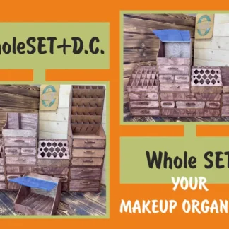 An image highlighting the eco-friendly materials and craftsmanship of the wooden organizer.
