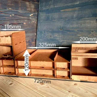 A close-up shot of a single compartment of the organizer, highlighting the fine wood grain and the smooth finish.