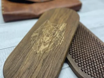 A person's feet on the sadhu board during a meditation practice.