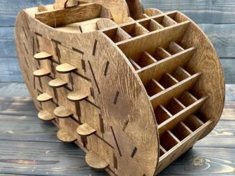 The organizer placed in a minimalist interior to show how it fits into the design.