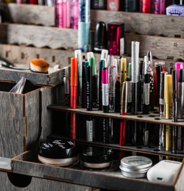 A lifestyle photo of the organizer on a large dresser, demonstrating its scale and elegance.