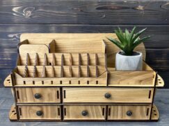 A high-angle shot of the organizer, showing its elegant design and capacity.