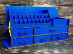 An image focusing on the unique blue hue and the natural wood grain.