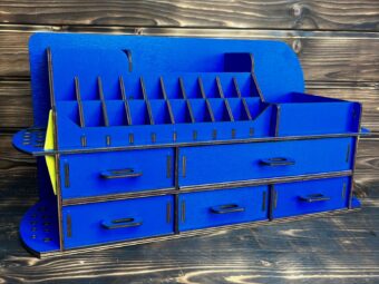 An image focusing on the unique blue hue and the natural wood grain.