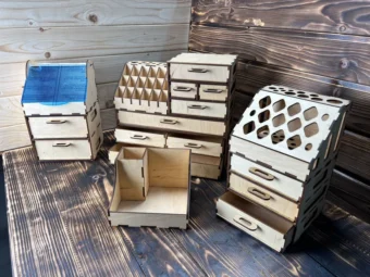 An image highlighting the eco-friendly materials and craftsmanship of the wooden organizer.